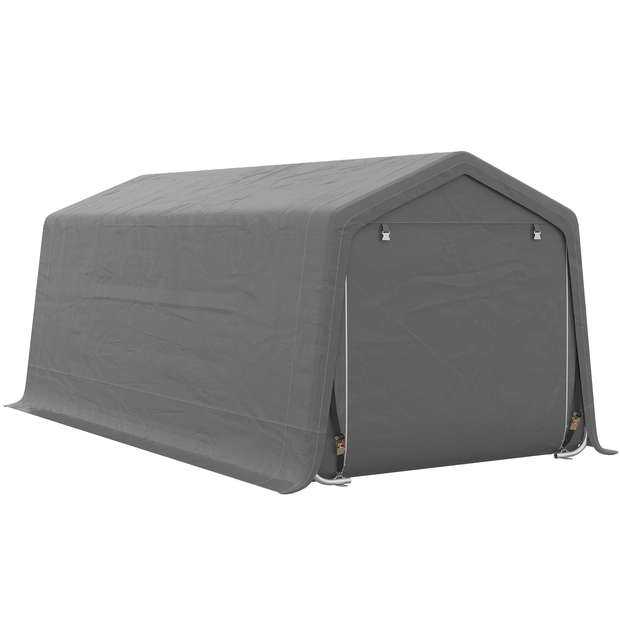 Outsunny 10' x 20' Carport Portable Garage, Heavy Duty Storage Tent, Patio Storage Shelter w/Anti-UV PE Cover and Double Zipper Doors, for Motorcycle Bike Garden Tools, Gray