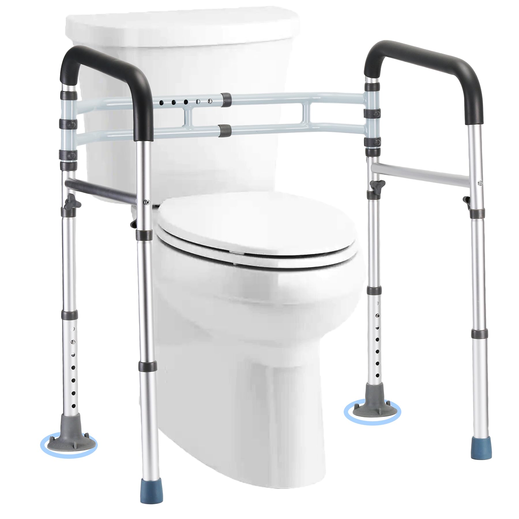 FSA/HSA Eligible Toilet Safety Rail - Adjustable Detachable Medical Toilet Safety Frame for Elderly, Heavy Duty Toilet Handles for Elderly and Handicap Toilet Safety Rails, Toilet Bars Fits Most Toile