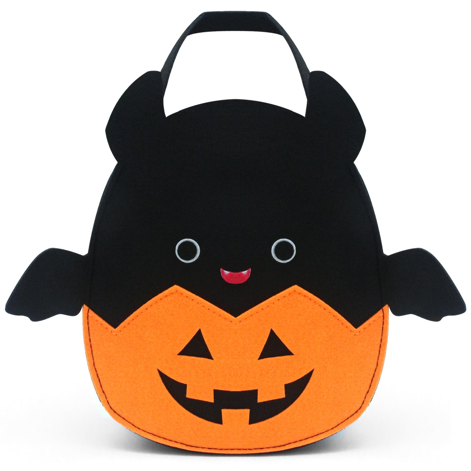 Ohjijinn Halloween Trick or Treat Bags, Cute Bat Pumpkin Candy Bucket Tote Bag, Multipurpose Reusable Felt Bags Basket for Kids Party Favors Gifts Bags