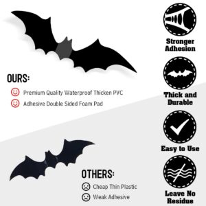 100 Pcs Bats Halloween Decoration 3D Bats Wall Decor PVC Wall Bats Stickers for Halloween Home Bathroom Indoor Decorations