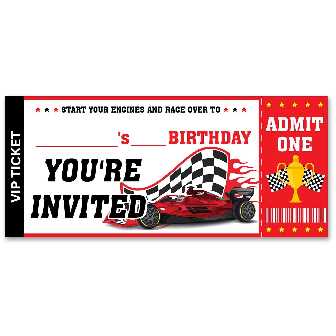 VAHATAN Car Racing Birthday Party Invitations 20 Pack Red Car Racing Ticket Invitations with Envelopes Invites Cards for Birthday Party