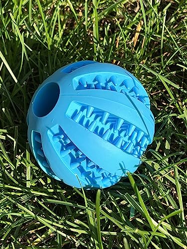 Blue 7cm Rubber Dog Ball Chew Toy for Enrichment and Teething