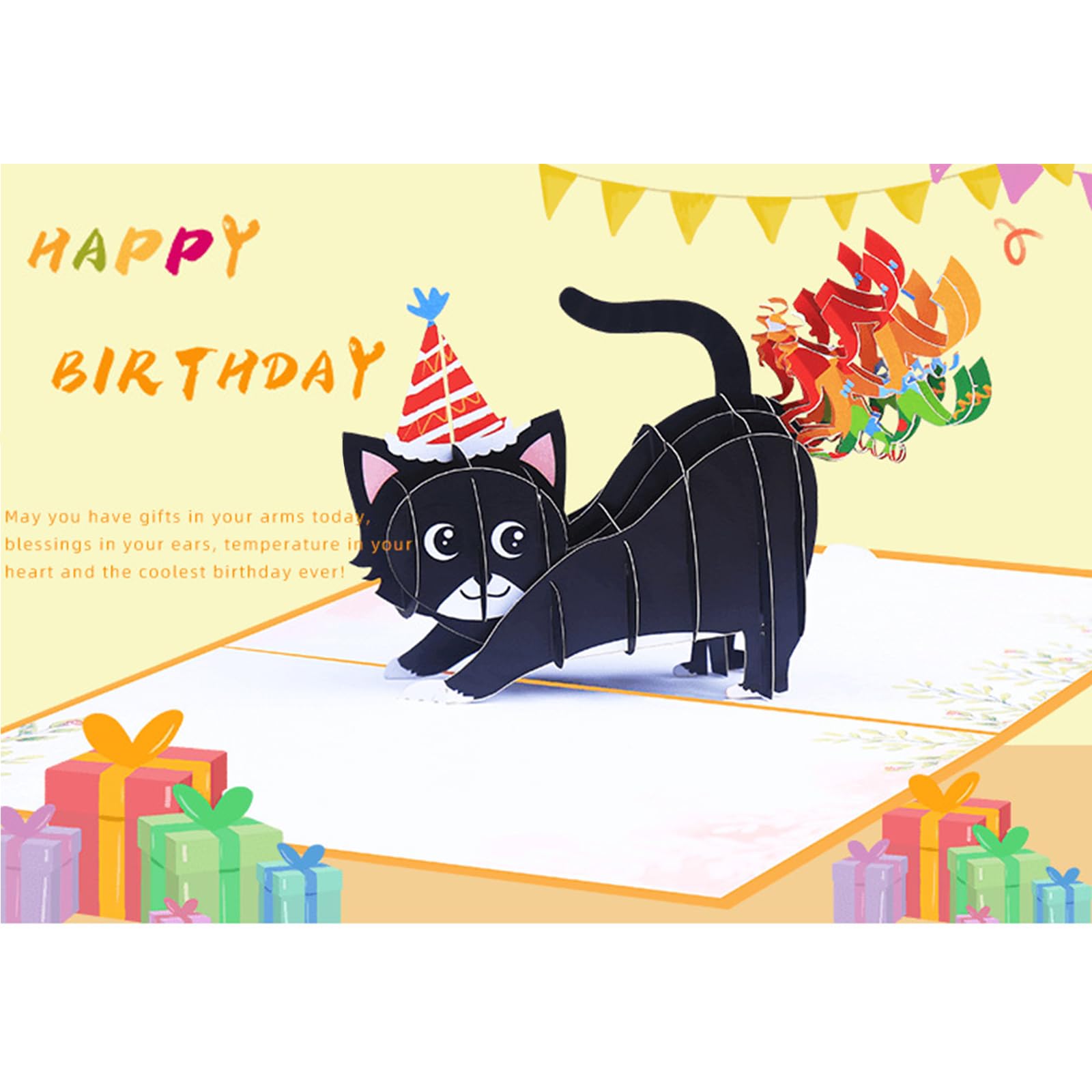 DUBRIX 3D Pop Up Funy Cat Birthday Cards pop up Greeting Cards Happy Birthday gift pop-up card for Animal Lovers, Men, Women, Dad, Husband, Friends, Kids, etc.