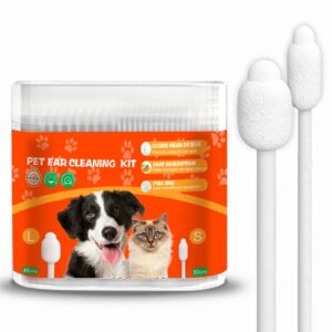 vvhomife combination of small and large dog ear cleaning swabs, dog q tips. dog ear cleaner to prevent accidental injury to the ear canal, aids to dog ear infection treatment, total 125 pcs.