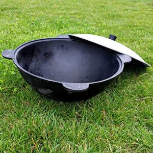 MangalGrills Cast Iron Uzbek Traditional Kazan Cauldron 22L Qozon Qazan Caldero Kadai Pilaf Plov Lagman Shorpa