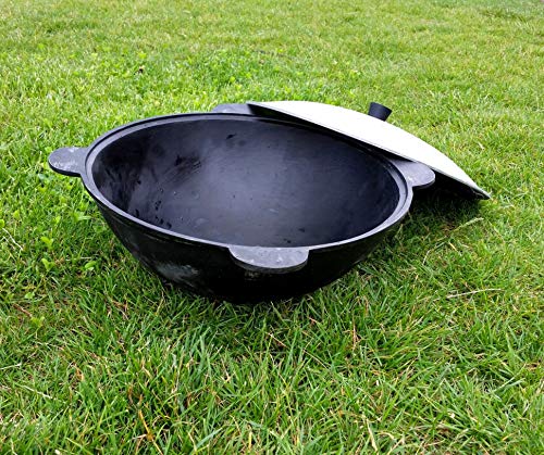 MangalGrills Cast Iron Uzbek Traditional Kazan Cauldron 22L Qozon Qazan Caldero Kadai Pilaf Plov Lagman Shorpa