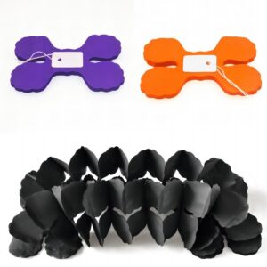 Four Leaf Clover Garland, 12 pcs Black Orange Purple Four Leaf Clover Paper Flowers Garland, Reusable Paper Flowers Party Streamers, Hanging Tissue Paper Garland for Party Birthday Halloween