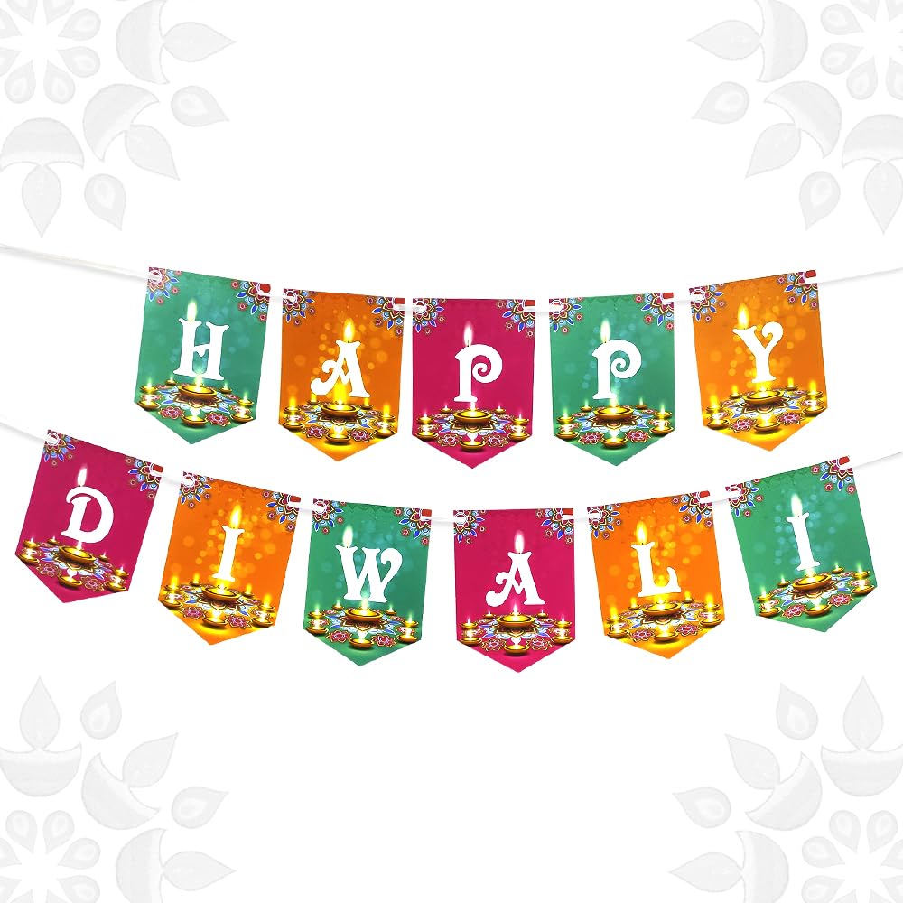 Hying Happy Diwali Banners Diwali Hanging Decorations Indian Deepavali Pennants Backdrop Festival of Lights Party Photo Props Hindu Diwali Party Banner Garlands for Home Diwali Decor Supplies Favor