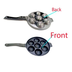 Appam Pan Appam Maker Non Stick Ebelskiver Patra Pancake Mold Appachatty Paniyaram Pan 7 Cavity Paniyarakkal Egg Pan Aluminium Appe Pan with Stainless Steel Lid