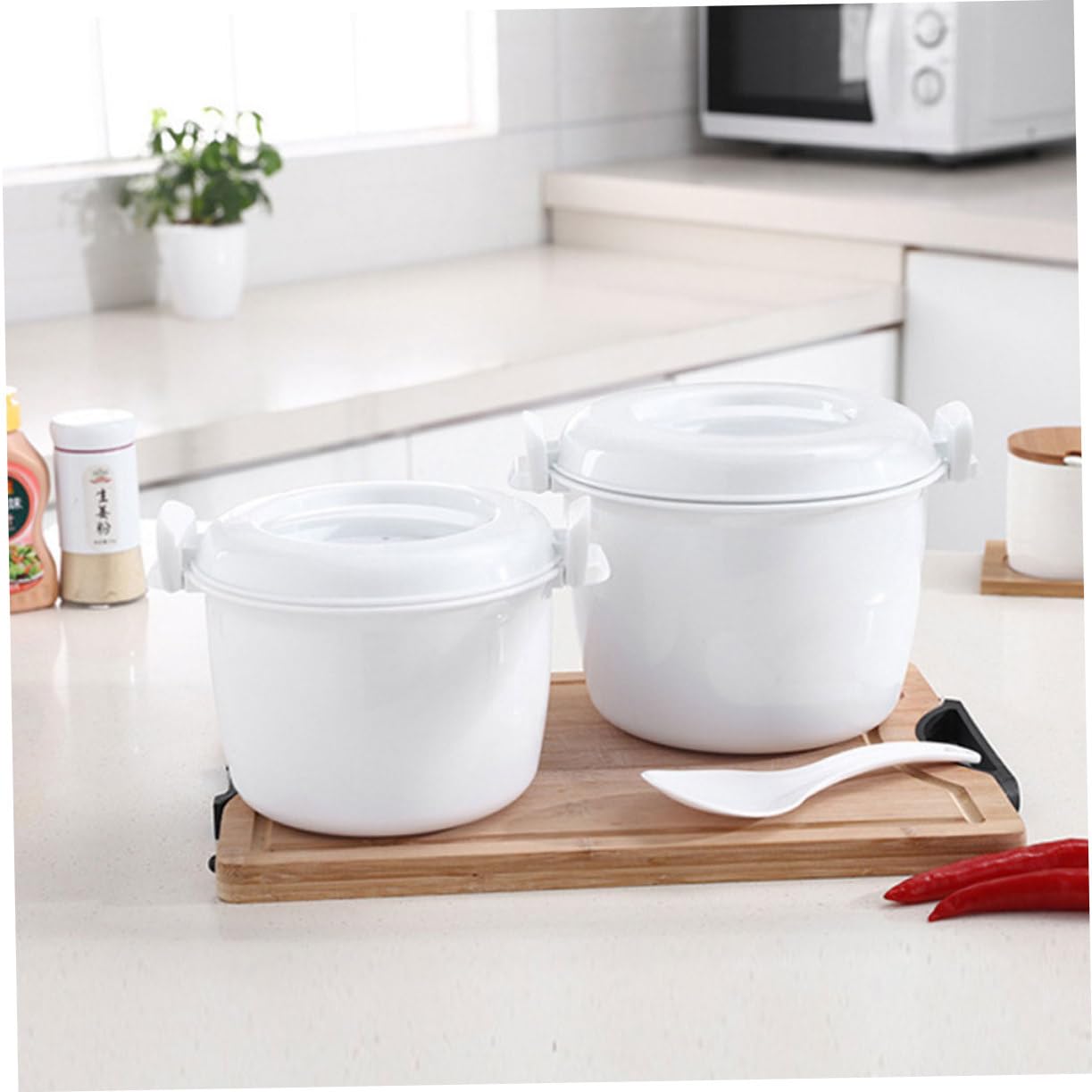 RORPOIR 2pcs Thermal Rice Cooker Travel Rice Cooker Portable Cooker Asian Vegetables Rice Cooker Cup Pasta Cooker Microwaveable Rice Cooker Steaming Basket Plastic White Rice Making Tool