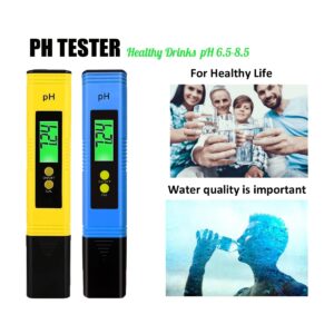 pH Meter for Water Digital pH Meter-High Accuracy Pocket Size PH Tester Pen 0.01 with 0-14 pH Tester for Household Drinking Water Hydroponics Swimming Pool Aquarium Spa(Yellow)