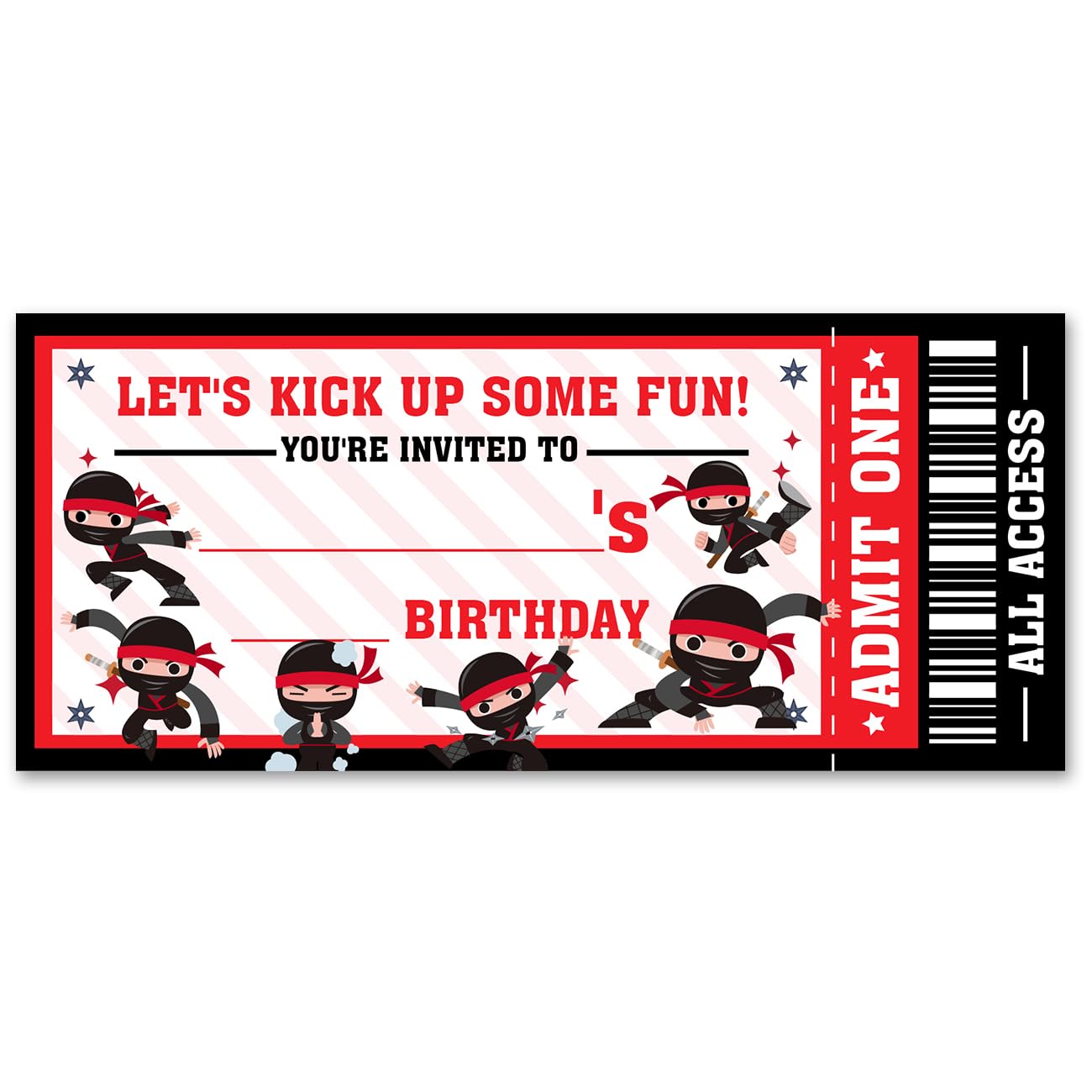 VAHATAN Ninja Birthday Party Invitations 20 Pack Ninja Ticket Invitations with Envelopes Invites Cards for Birthday Party