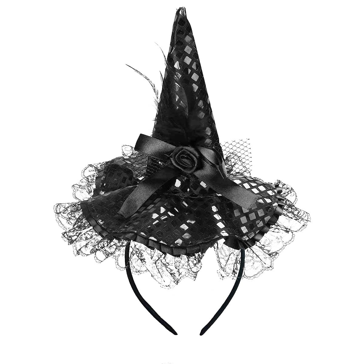 LKQBBSZ Halloween Sequins Witch Headbands Witch Hats for Women Halloween Party Favor, Cosplay, Kids Witch Costume