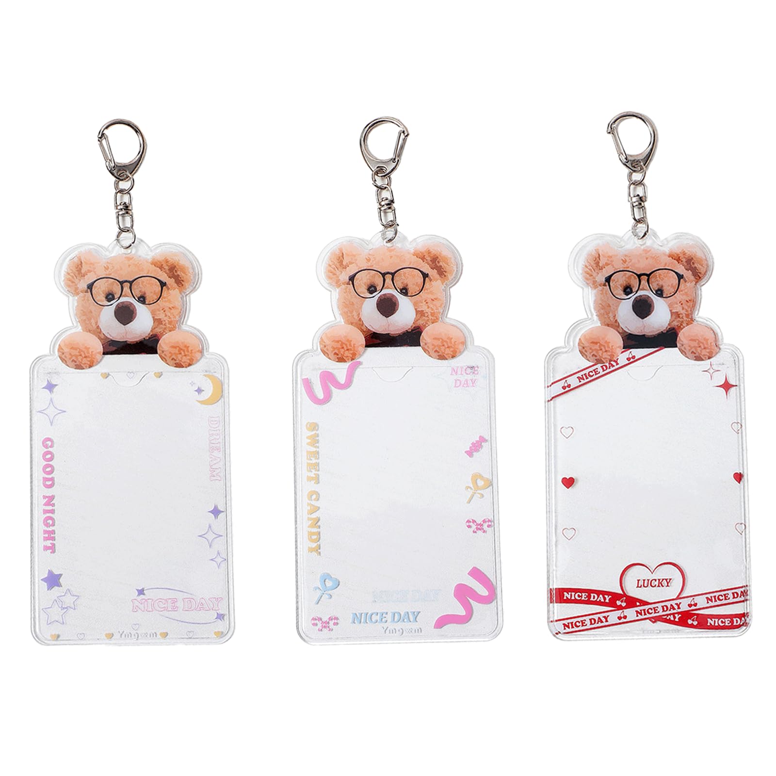 Qusmeiyici 3PCS Photocard Holder Keychain Cute Kpop Photocard Holder Photocard Keychain Cute Card Holder Protective Photo Sleeves Pendant Keychain Keychain ID Card Holder, ID Student Card Holder