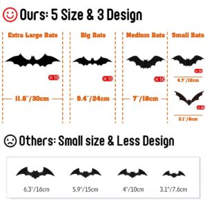 100 Pcs Bats Halloween Decoration 3D Bats Wall Decor PVC Wall Bats Stickers for Halloween Home Bathroom Indoor Decorations