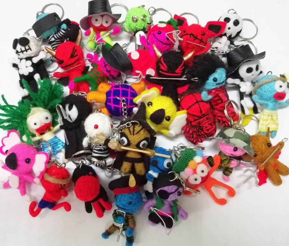 Touchable dream Wholesale Bulk Random Lot 25 Pcs Voodoo Dolls Character Keychain Keyring Keyfob Ornament Hanging Bags Wallets Cars(25)