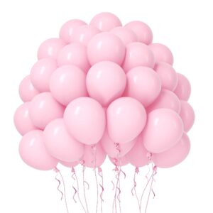 80pcs light pink balloons 12inch pastel pink balloons for birthday bridal baby shower gender reveal wedding party decorations (with pink ribbon)