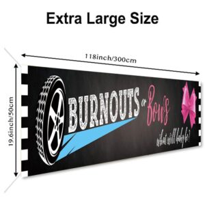 DOTOOMA 118 x 20 Inches Burnouts Or Bows Gender Reveal Banner Yard Sign Decoration Pink Bowknot Or Tyre Theme Party Polyester Supplies What Will Baby Shower Indoor Outdoor