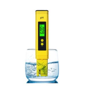 pH Meter for Water Digital pH Meter-High Accuracy Pocket Size PH Tester Pen 0.01 with 0-14 pH Tester for Household Drinking Water Hydroponics Swimming Pool Aquarium Spa(Yellow)