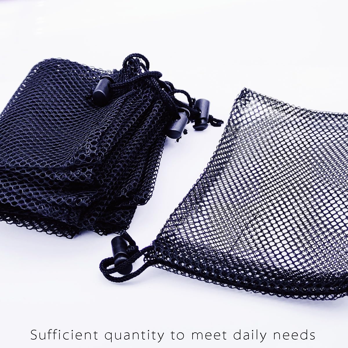 Leewoth 12pcs Small Mesh Bags Nylon Storage Mesh Bags Black Nylon Mesh Drawstring Bags with Small Travel Stuff Bags（ 6 x 4 inch）