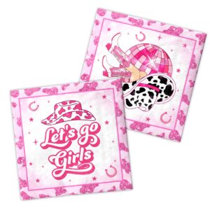 40pcs lets go girls napkins-cowgirl bachelorette party decorations hot pink paper napkins disco lets go girls themed western cowgirl bridal shower party supplies