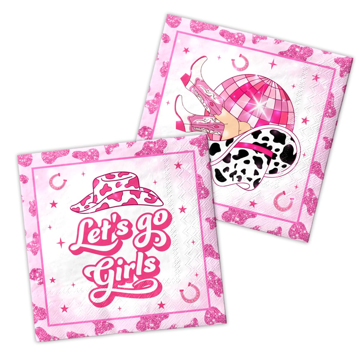 40Pcs Lets Go Girls Napkins-Cowgirl Bachelorette Party Decorations Hot Pink Paper Napkins Disco Lets Go Girls Themed Western Cowgirl Bridal Shower Party Supplies