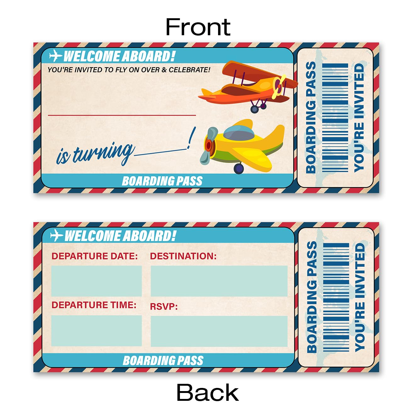 VAHATAN Airplane Birthday Party Invitations 20 Pack Airplane Ticket Invitations with Envelopes Invites Cards for Birthday Party