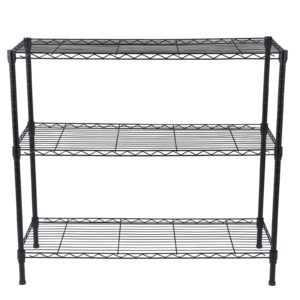 Volowoo 3/4/5-Shelf Adjustable, Heavy Duty Storage Shelving Unit (350 lbs Loading Capacity per Shelf), Steel Organizer Wire Rack for Restaurant, Pantry, Kitchen Garage (Black, 3-Tier)