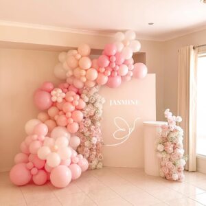 80pcs Light Pink Balloons 12inch Pastel Pink Balloons for Birthday Bridal Baby Shower Gender Reveal Wedding Party Decorations (with Pink Ribbon)