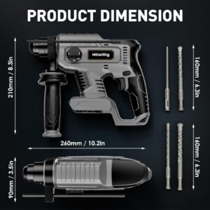 Cordless Rotary Hammer Drill for Dewalt 20V MAX Battery, Brushless SDS-Plus Hammer Drill with Safety Clutch for Concrete/Masonry, 1500 RPM, 4 Modes with 360°Auxiliary Handle, Including 4 Drill Bits