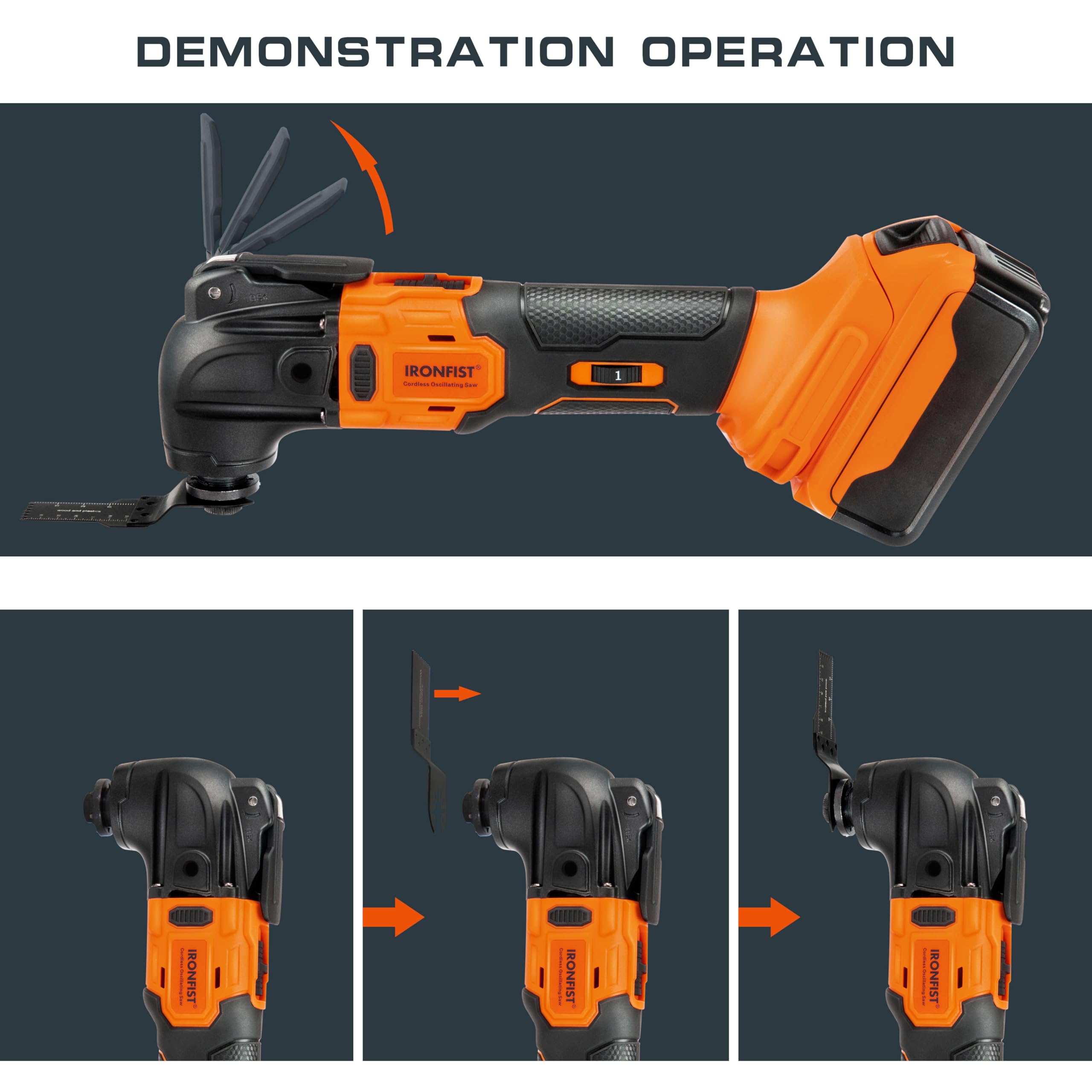 IRONFIST Cordless Oscillating Tool for DEWALT 20V MAX Battery, Brushless Motor 6 Speed Quick Change Blades, Multi Tool for Cutting Wood, Scraping, Sanding (NO BATTERY)