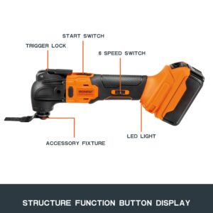 IRONFIST Cordless Oscillating Tool for DEWALT 20V MAX Battery, Brushless Motor 6 Speed Quick Change Blades, Multi Tool for Cutting Wood, Scraping, Sanding (NO BATTERY)