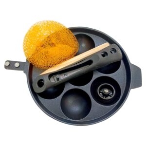 Appam Pan Appam Maker Non Stick Ebelskiver Patra Pancake Mold Appachatty Paniyaram Pan 7 Cavity Paniyarakkal Egg Pan Aluminium Appe Pan with Stainless Steel Lid