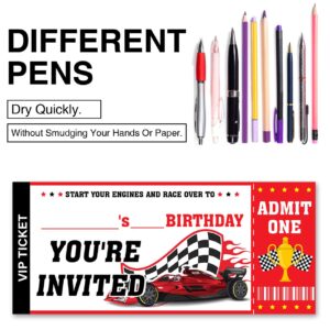 VAHATAN Car Racing Birthday Party Invitations 20 Pack Red Car Racing Ticket Invitations with Envelopes Invites Cards for Birthday Party