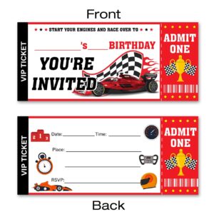 VAHATAN Car Racing Birthday Party Invitations 20 Pack Red Car Racing Ticket Invitations with Envelopes Invites Cards for Birthday Party