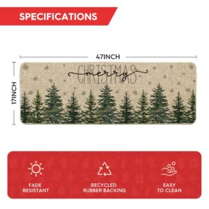 Artoid Mode Pine Trees Snowflakes Merry Christmas Doormat, Winter Home Decor Low-Profile Door Mat Floor Mat 17x47 Inch