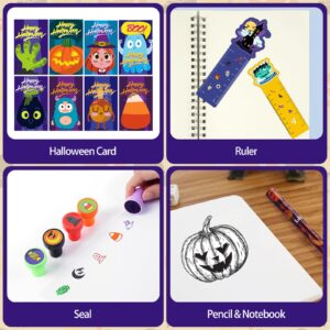 436 Pcs 24 Pack Assorted Halloween Stationery Set, Halloween Party Favors for Kids, Halloween Classroom Prizes Supplies Goodie Bag Stuffers Fillers, Including Halloween Themed Assorted Stationery