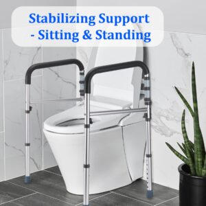 FSA/HSA Eligible Toilet Safety Rail - Adjustable Detachable Medical Toilet Safety Frame for Elderly, Heavy Duty Toilet Handles for Elderly and Handicap Toilet Safety Rails, Toilet Bars Fits Most Toile