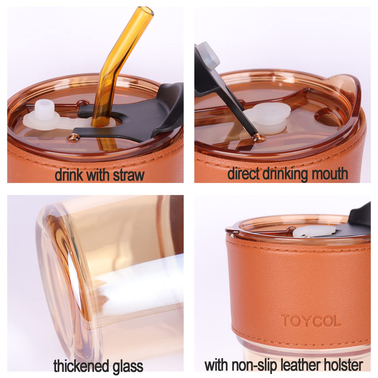 Portable Blender, Type-C Rechargeable Travel Juicer Cup + Glass Tumbler with Straw and Lid