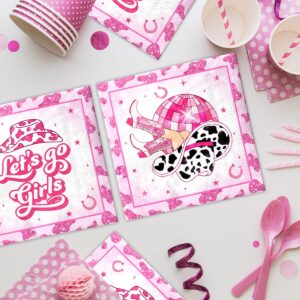 40Pcs Lets Go Girls Napkins-Cowgirl Bachelorette Party Decorations Hot Pink Paper Napkins Disco Lets Go Girls Themed Western Cowgirl Bridal Shower Party Supplies