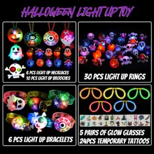 WUYEE 80PCS Halloween Party Favors for Kids, Glow in The Dark Halloween Toys Light Up Rings, Halloween Goodie Bag Fillers for Non Candy Halloween Treats Party Supplies Trick or Treat