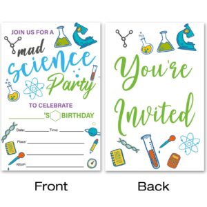 VAHATAN Science Birthday Party Invitations 20 Packs Mad Scientist Birthday Invites With Envelopes Mad Science Invitations