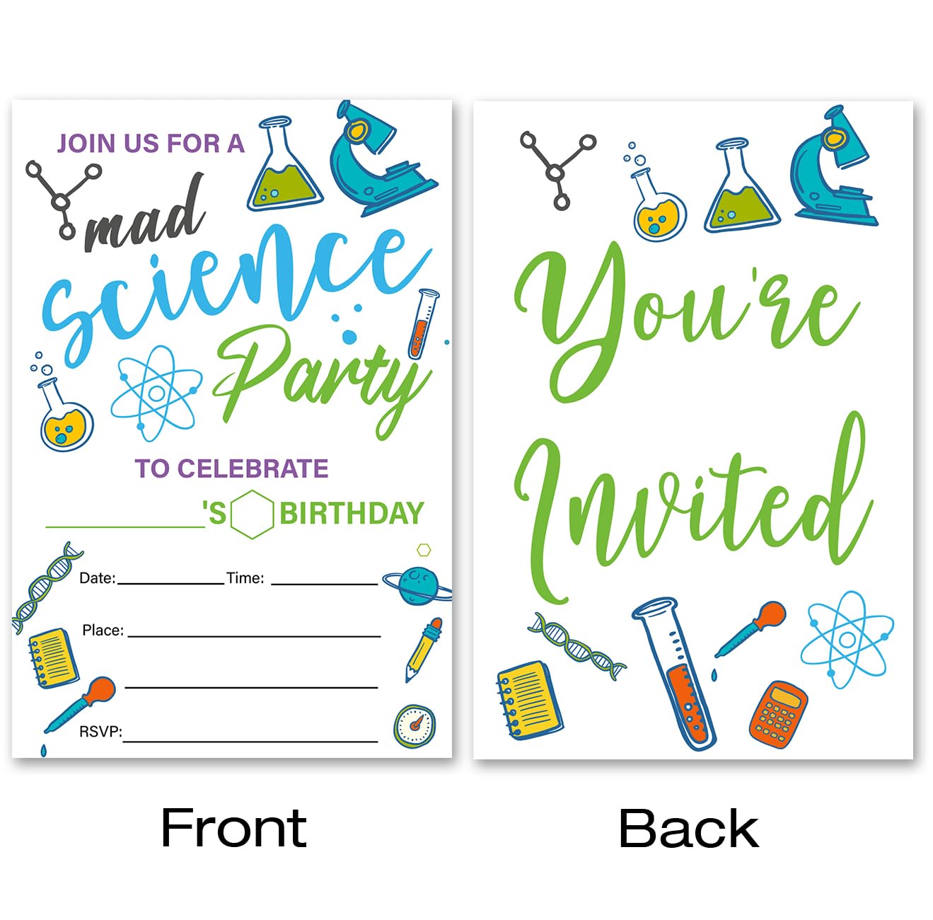 VAHATAN Science Birthday Party Invitations 20 Packs Mad Scientist Birthday Invites With Envelopes Mad Science Invitations