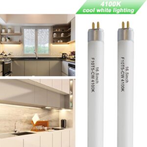 16inch F10T5 CW 10watt Fluorescent Bulb, 4100K Cool White Light, Replacement T5 10W 4200K Bright White Lighting Tube, 16.5" Overall Length (2pack)