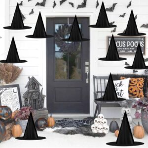 zmciner 12 pcs halloween black witch hats decorations hanging witch hats with 100 yards rope for halloween witch costume accessories and halloween party decorations