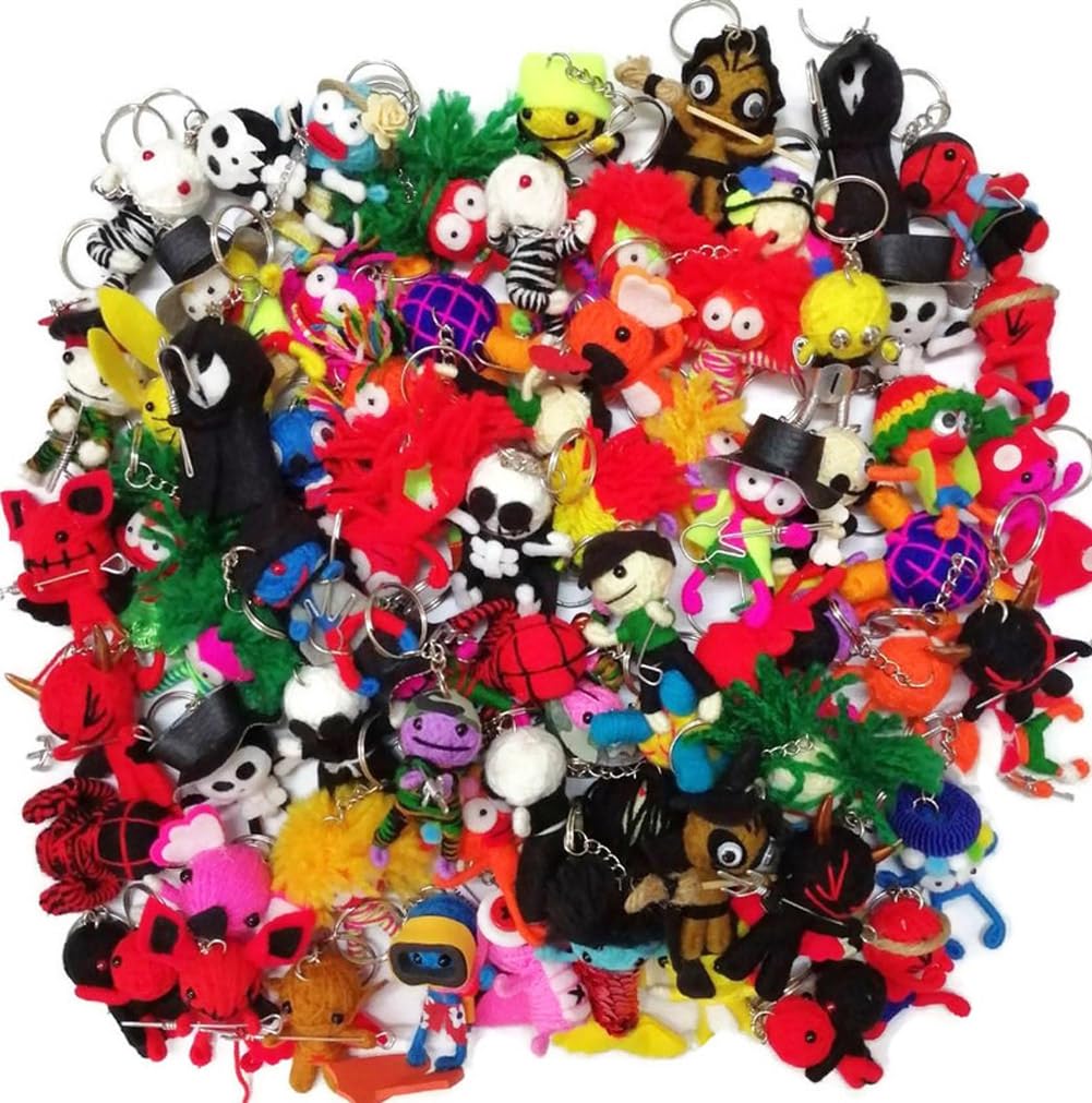 Touchable dream Wholesale Bulk Random Lot 25 Pcs Voodoo Dolls Character Keychain Keyring Keyfob Ornament Hanging Bags Wallets Cars(25)