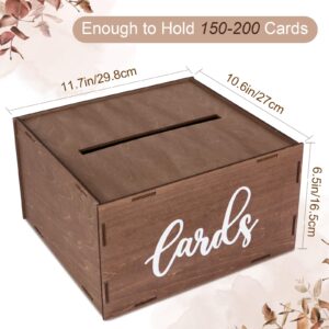 OurWarm Wedding Card Box with Lid, Wood Gift Card Box for Wedding Reception, Rustic Envelope Money Box for Wedding Party Birthday Bridal Shower Baby Shower Graduation Decorations (11.6x10.4x6.5 inch)