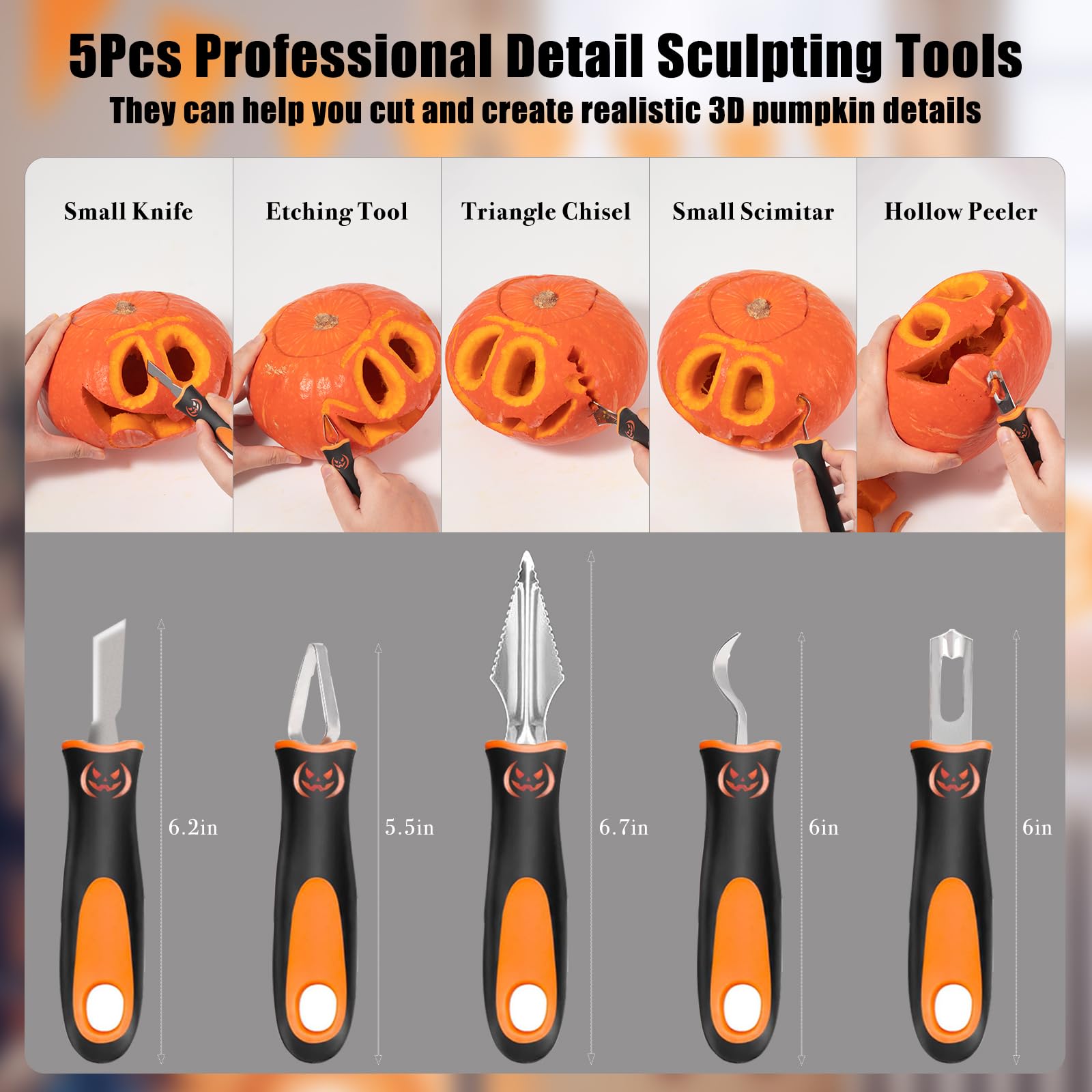 kopotma Pumpkin Carving Tools, Halloween Pumpkin Carving Kit, All in One Professional Pumpkin Carving Set with Stencils and Candles, Heavy Duty Pumpkin Carving Kit for Kids & Adults