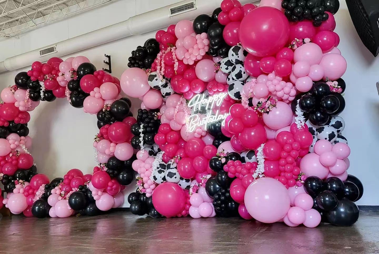 Enanal Pink and Black Balloon Garland Arch Kit, 153pcs Black Magenta Baby Pink and Chrome Pink Balloons for Girls Birthday Decoration Sweet 16 Party Supplies Bridal Shower Graduation Decor (Pink)