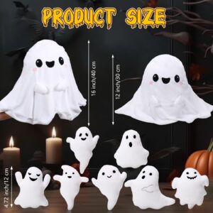 Liliful 16 Inch Ghost Plush Toy Sets Adorable Ghost Stuffed Animal Mommy Pillow with 7 Cute Plush Babies Soft Funny White Ghost Plushies Gift for Christmas Boys Girls Birthday Holiday(Smile)